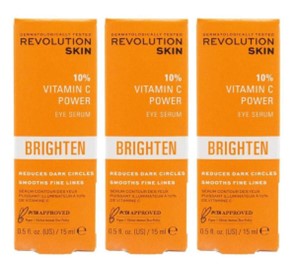 REVOLUTION SKIN 15mL EYE SERUM VITAMIN 10% C POWER BRIGHTEN x3